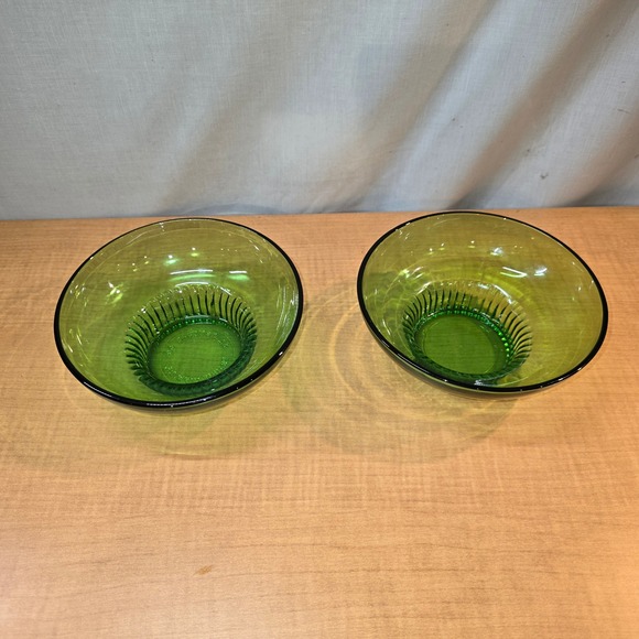 2 Vintage‎ A.L. Randall Emerald Green Glass Bowls Prairie View Ill 6.5" Diameter - Picture 8 of 8